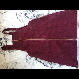 O-ring Zip Up Corduroy Overall Dress